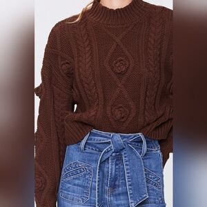Buffalo David Bitton Dark Brown Cable Knit Sweater Fall Winter Perfect